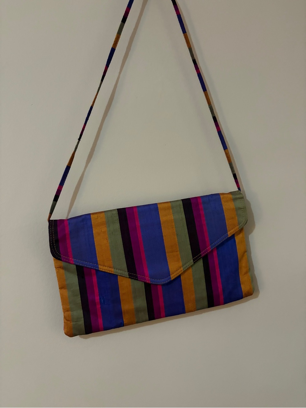 Vintage Y2K Multicolor Woven Envelope Shoulder Bag Clutch Bag Thai Stripes EUC - Picture 10 of 10